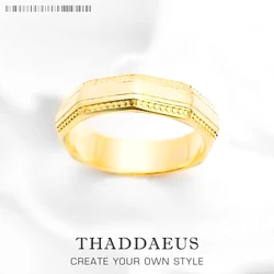 Couples’ Ring Angular Gold,TrendyFine Jewerly For Women Men Autumn Modern Gift In 925 Sterling Silver