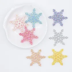 50Pcs Glitter Christmas Snowflake Padded Appliques for DIY Tree Glass Windows Stick Handmade Hair Clips Bow Decor Patches