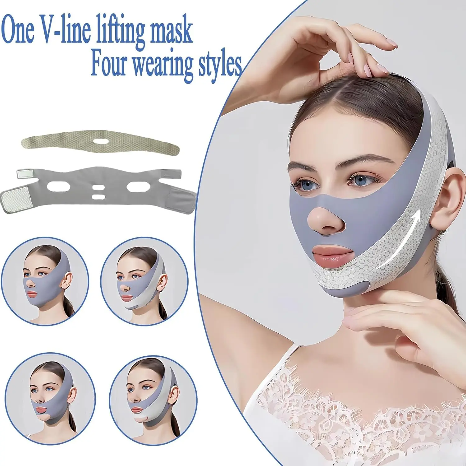 เครื่องแกะสลักหน้าเข็มขัดหน้า V-Face Tali Dagu ใช้ซ้ำได้ V-line Lifting Mask ระบายอากาศได้สวมใส่สบายเทปกราฟีน