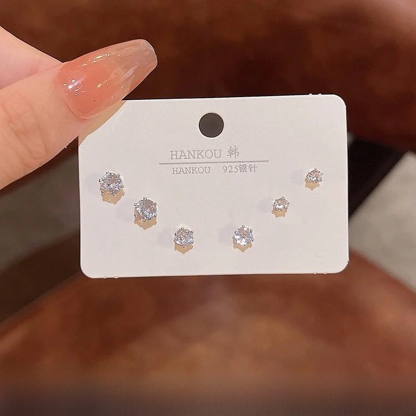 Simple 925 Silver Titanium Dioxide Stud Earrings Set for Women Elegant Fashion Jewelry Ear Bone Pins Sparkling Diamond