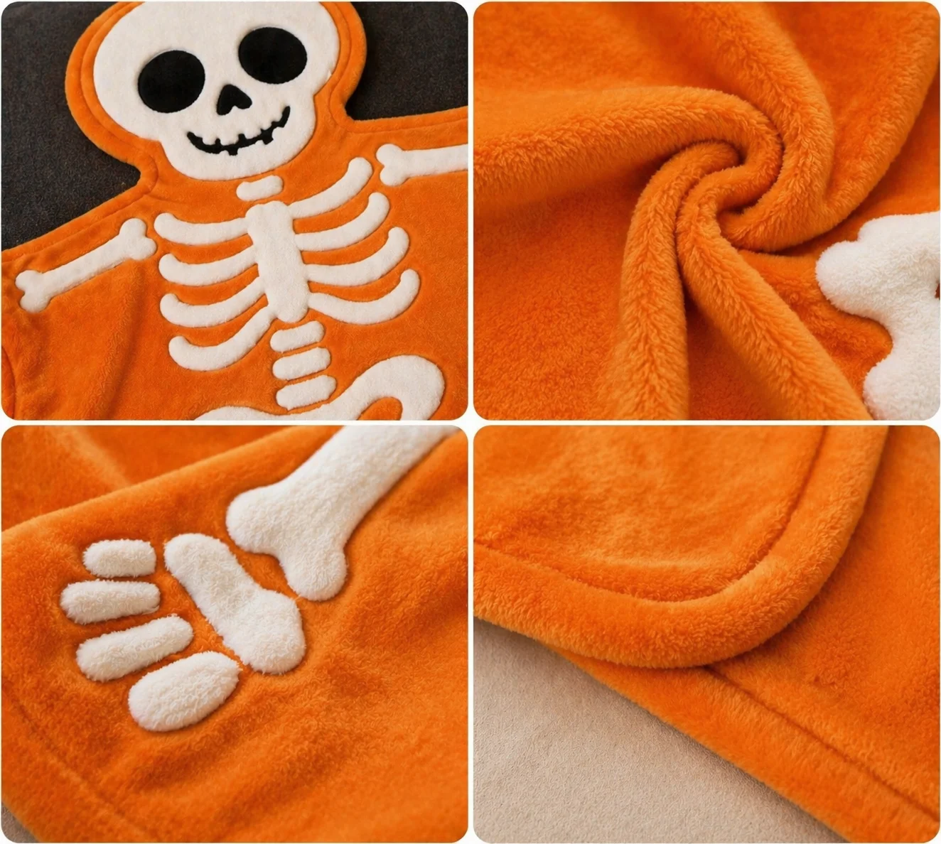 Creative Halloween Blanket Orange Skeleton Alien Blanket for Home Halloween Decor Indoor, Halloween Party Costume