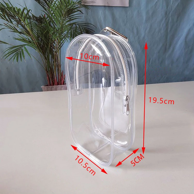 1pc PVC Transparent Oval Doll Storage Bag Outdoor Dustproof Bag Storage Case Organizer Box Toy Doll Bag Box Keychain 19*10CM