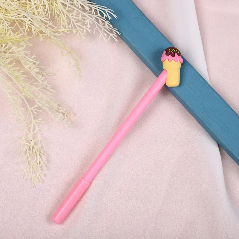 24Pcs Wholesale ice cream soft rubber head gender neutral pen, ice cream shape student stationery office supplies