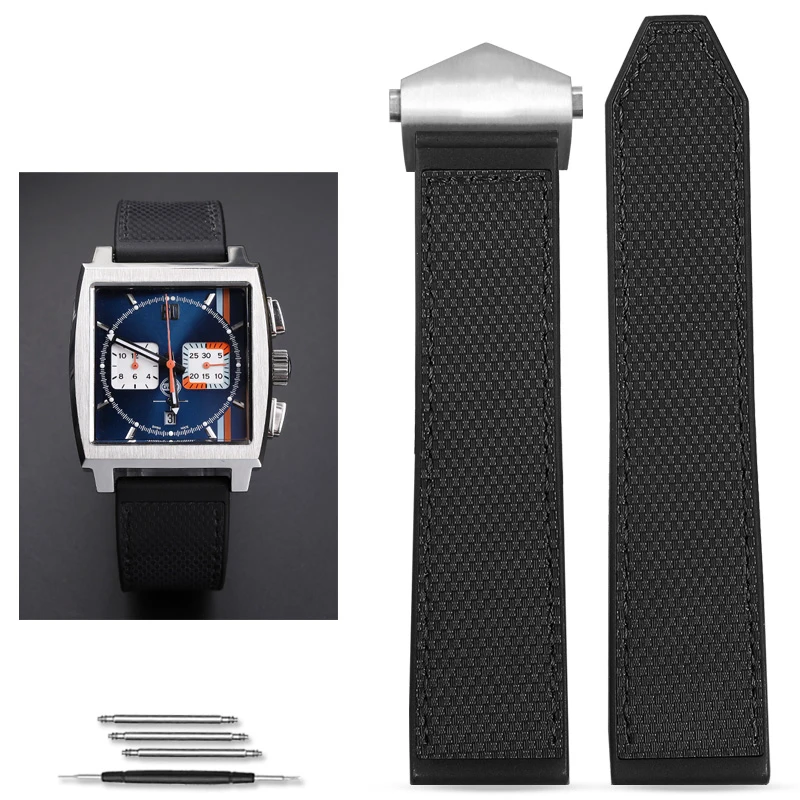 

22mm Rubber Silicone Watch Band for TAG Heuer Strap Monaco Speed Series CBL2184 CBL2183 Sports Waterproof Bracelet Watchband