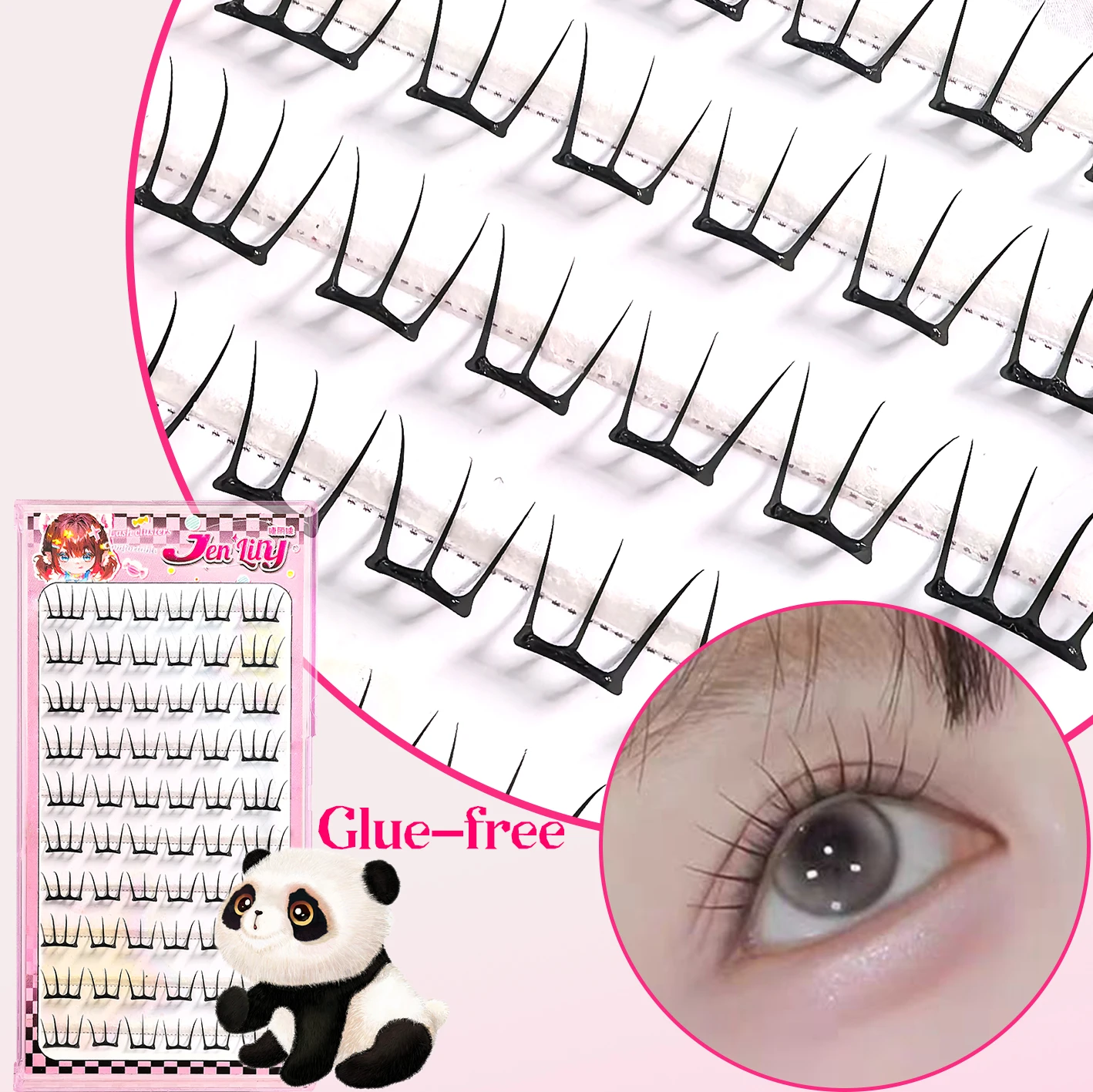 한국 스타일 가짜 속눈썹 K-pop 영감 디자인 만화풍 풍성한 클러스터 얇은 셀프 접착 매일 사용에 완벽