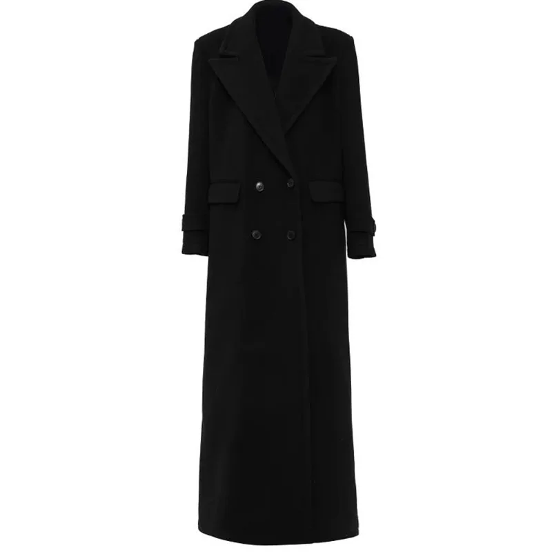 秋冬レディースウールコート2025新作ブラック高級ゆったり厚手オーバーコートカジュアルレディースウールコートH645