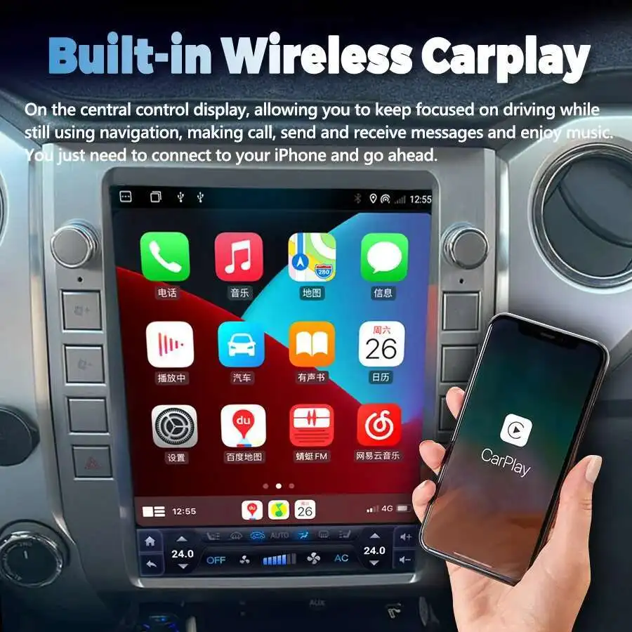 12.1 "Autoradio Android Scherm Voor Toyota Tundra 2014 2017 256 GB Stereo Multimedia Video Player GPS Navigatie carplay Head Unit