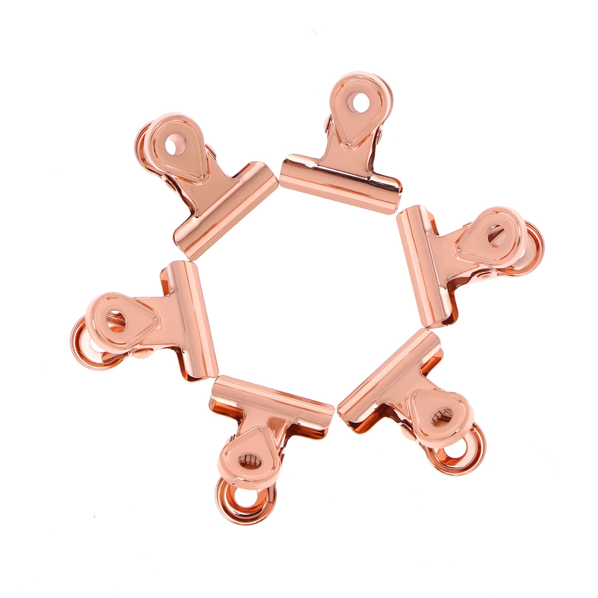 

20pcs Hinge Binder Metal Paper Clamp Copper Paper Clips Strong Spring Round Clips For Organizing Photos Maps Documents Rose Gold