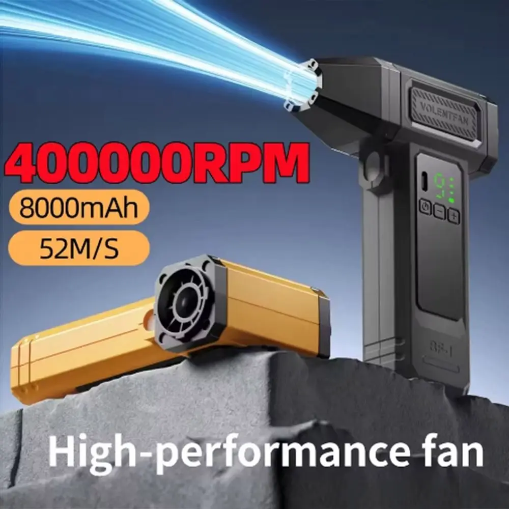 

400000RPM Handheld Turbo Violent Fan Brushless Motor LED Lighting Electric Air Blower High-Speed USB Rechargeable