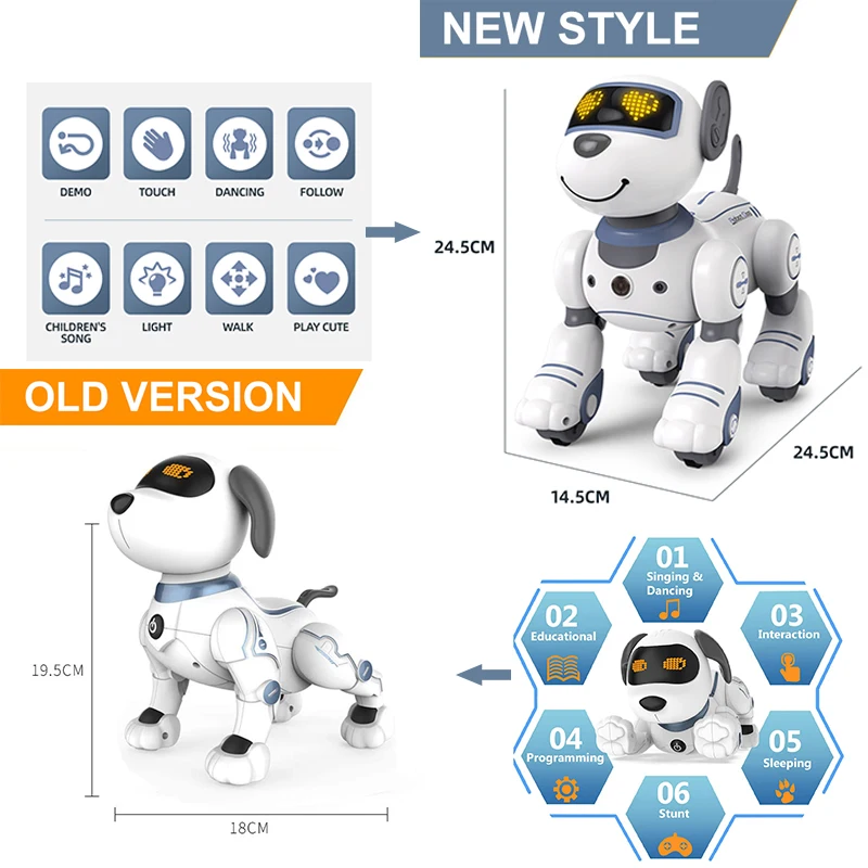 Wireless Handle Emo Robot Smart Toys Dance Voice Command Sensor Singing Dancing Robot Toy for Kids Boys and Girls Talkking Dogs