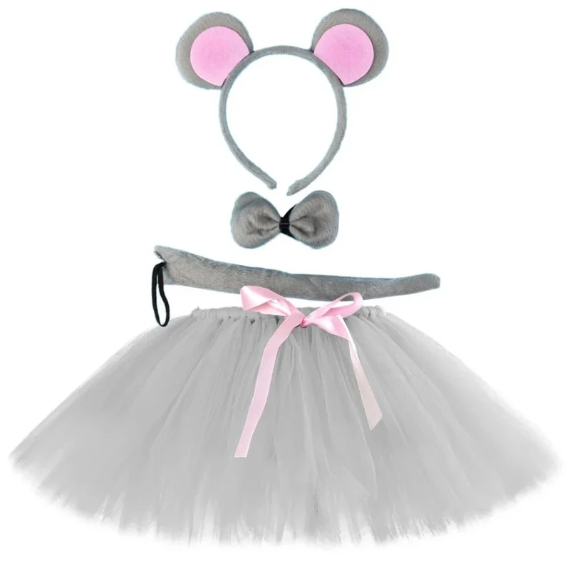 Gray Mouse Tutu Skirt for Girls Halloween Party Animal Dress Up Outfit Toddler Baby Birthday Tutu Costume Kids Mini Tulle Skirts