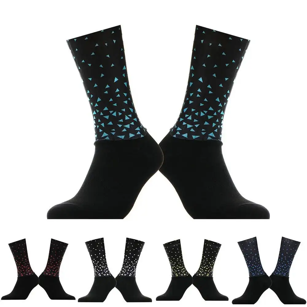 

New Spot Bike Anti Slip Silica Gel Seamless Cycling Socks Men Integral Moulding High-tech Road Calcetines Ciclismo