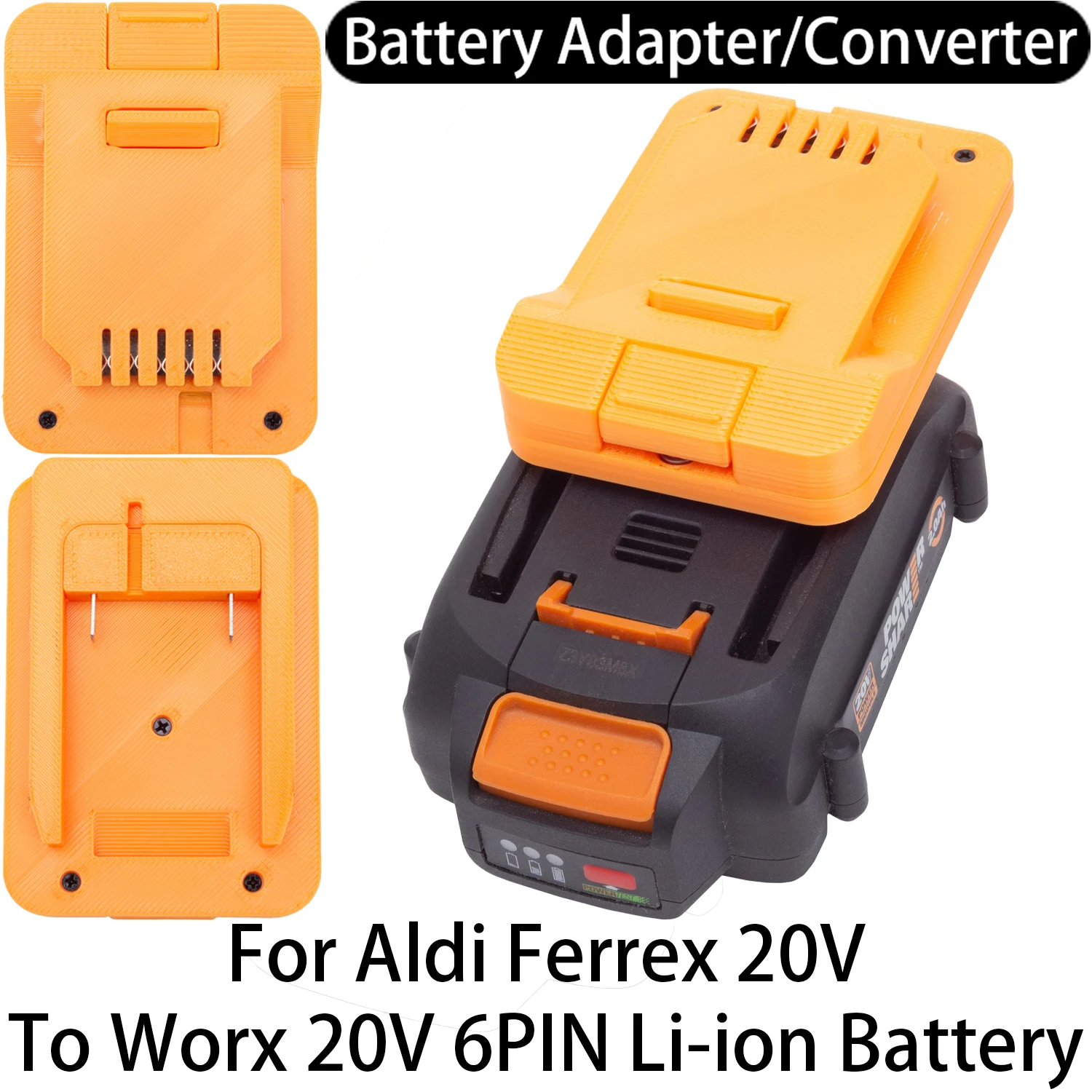 

Battery Adapter For Aldi Ferrex 20V Li-ion Tool To Worx 20V 6PIN Li-ion Battery Adapter Converter Power Tool Accessory