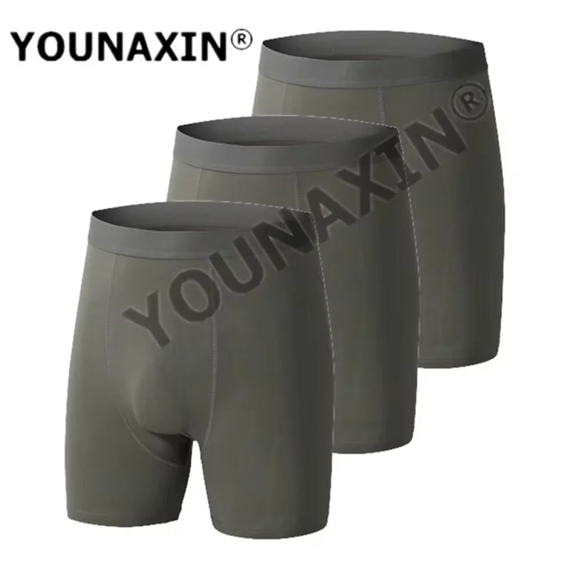 3 Pieces Big Size Men Underwear Long Boxer Briefs Cotton Boxershorts Panties Soild Color Undies Sports Underpants M L XL 2XL 3XL
