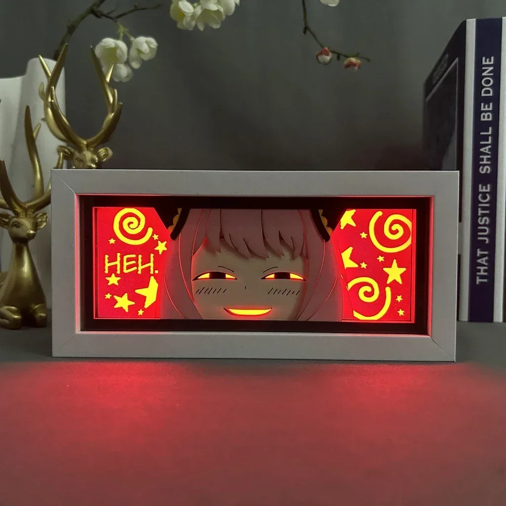 SPY X FAMILY Light Box Cute Anya Paper Carving 3D Anime Lamp Anime Figure LED Light Boy Bedroom Desk Table Lamp Toys