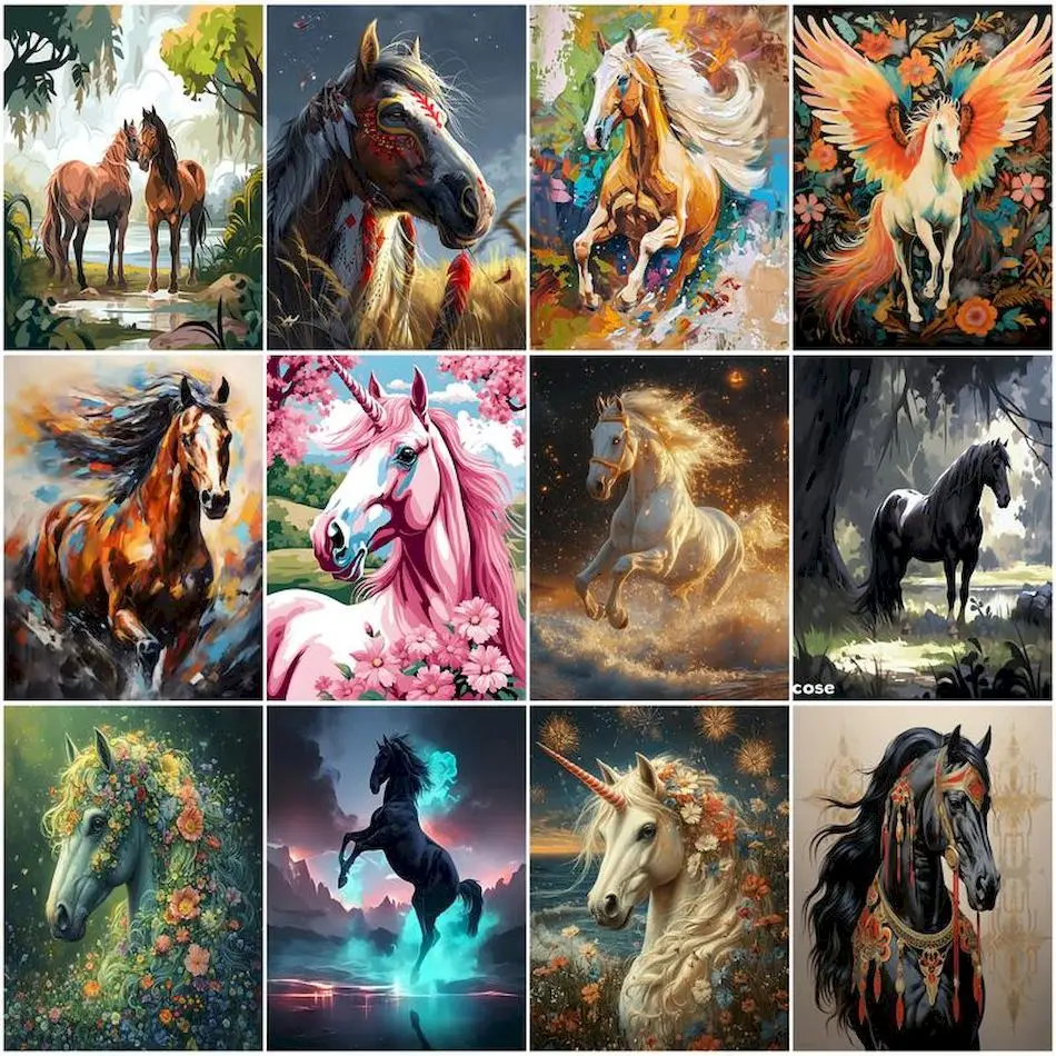 

RUOPOTY diy Oil Painting By Numbers horse Animals For Adults On Canvas Drawing Canvas Arts Crafts Artwork Crafts Supplies Adults