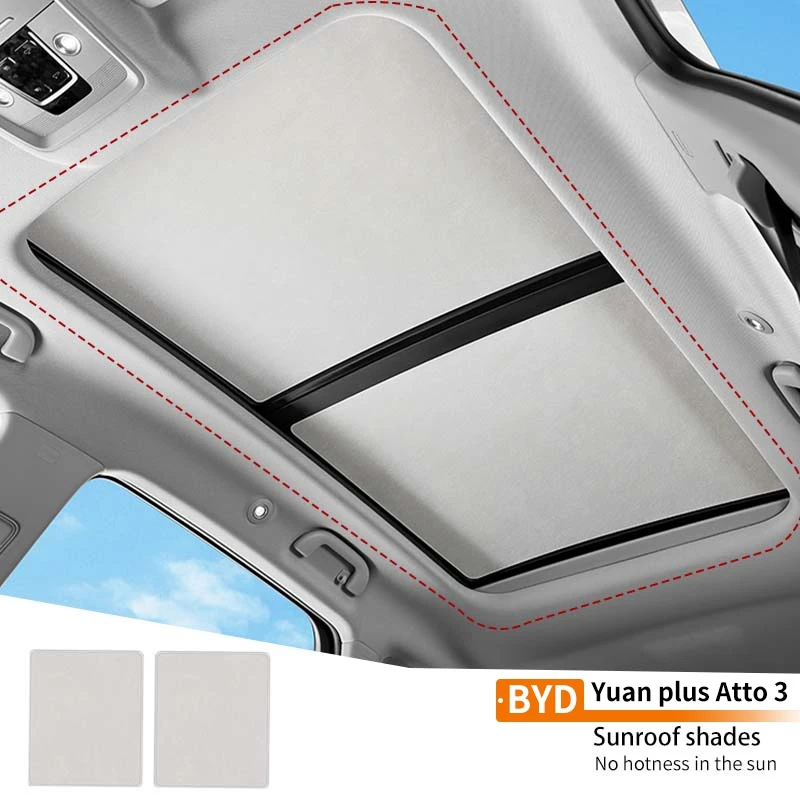 

2Pcs Car Sunroof Nano-Insulat Sunroof Sunshade Cover Anti-UV Protection Case Heat Lsolate For Byd Yuan Plus Atto 3 2022-2025