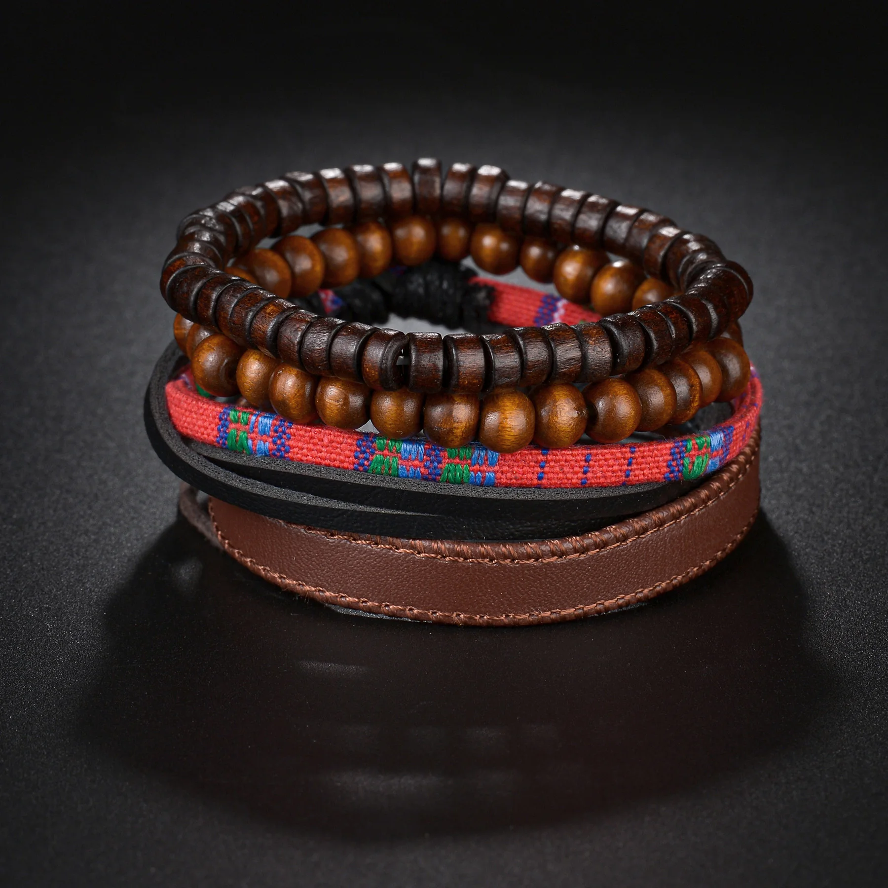 MeMolissa 2023 New Fashion Braided Wrap Leather Bracelets for Men High Quality Vintage Charm Wood Beads Ethnic Tribal Wristbands