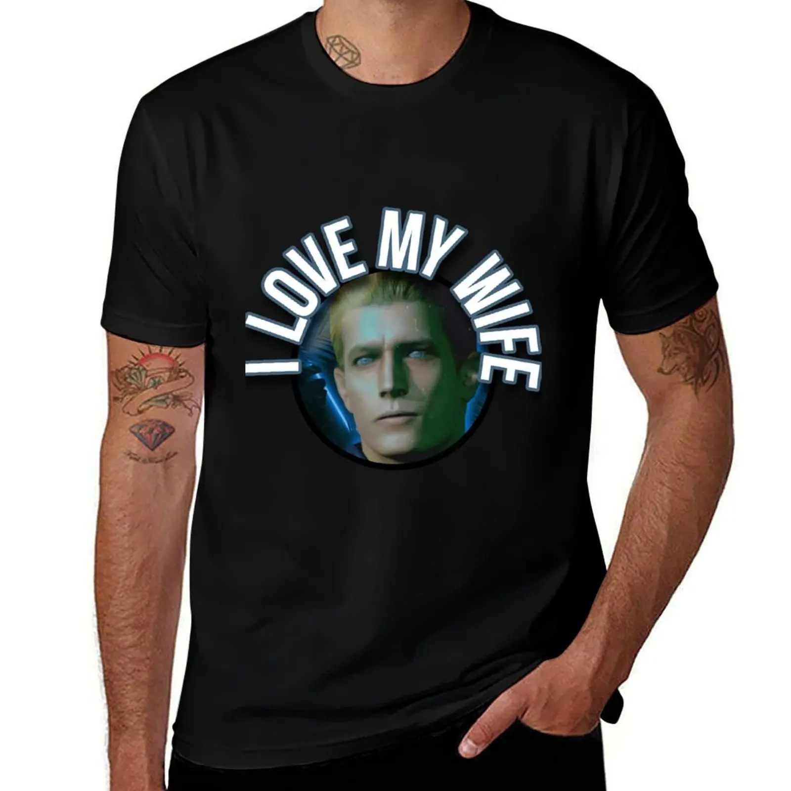 

I love my Wife (Wesker) T-Shirt man clothes kawaii clothes plain mens graphic t-shirts big and tall