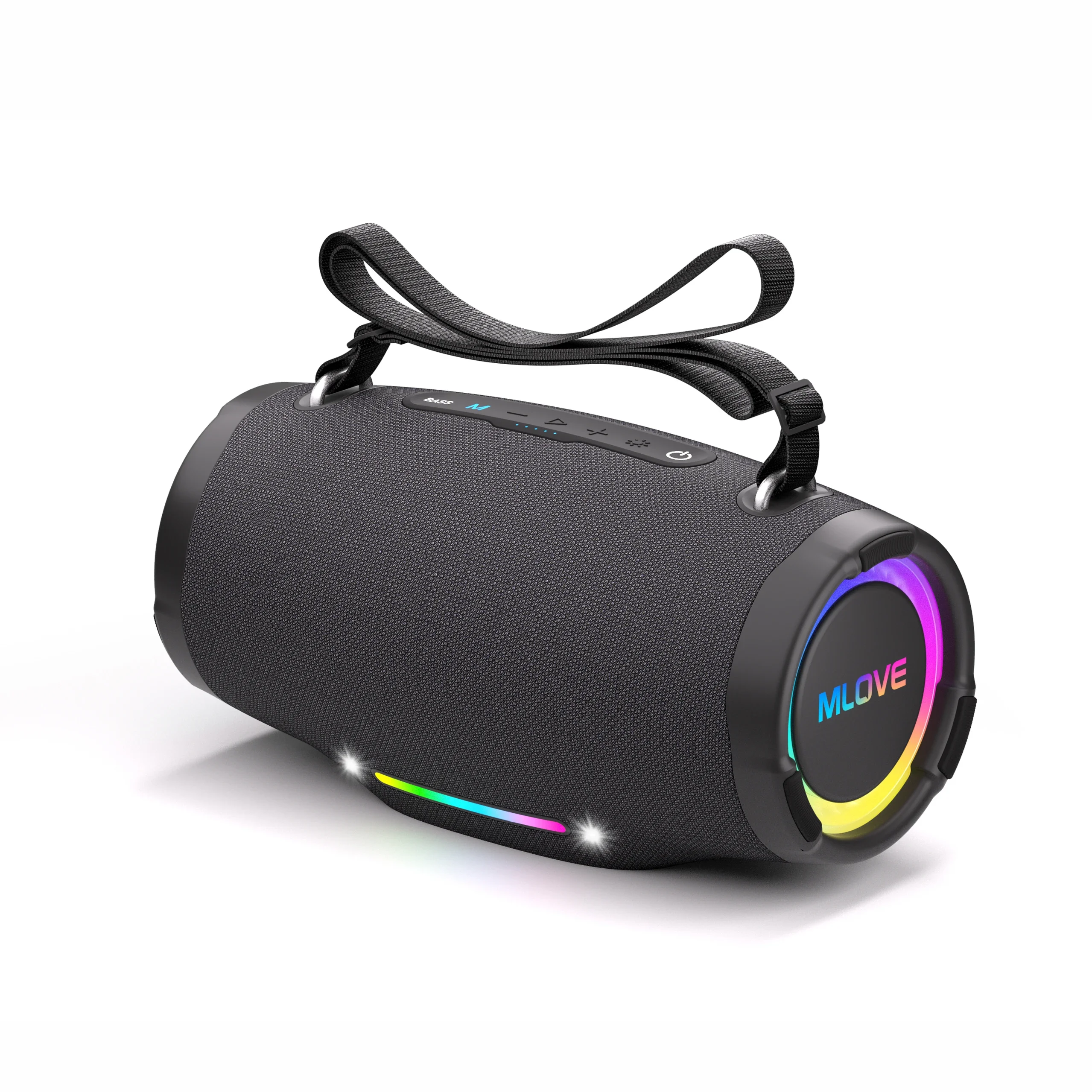 Altavoz para exteriores resistente Mlove E90 de 80 W, resistente al agua y al polvo IPX7, altavoz Bluetooth inalámbrico con graves profundos para acampar y hacer senderismo