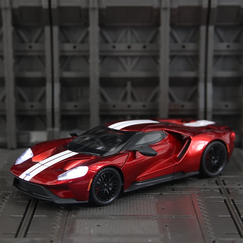 Simulación 1:24, supercoche de aleación Ford GT, colección de accesorios para coche, puertas y capó de motor, maletero se puede abrir
