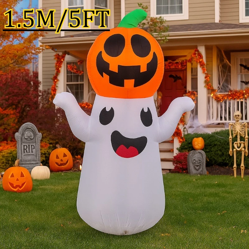 

5FT Holiday Lighting Ghost Pumpkin Halloween Decortaions Built-in LED Lights Outdoor Indoor Inflatable Model Courtyard Decor