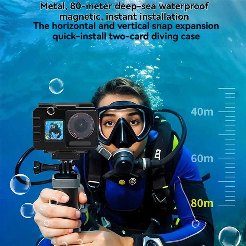 

【Clearance-Sale!】Waterproof Case 80M Underwater Diving Housing With Universal Two-Card Holder For DJI Action 5 Pro 4 3 Action Ca
