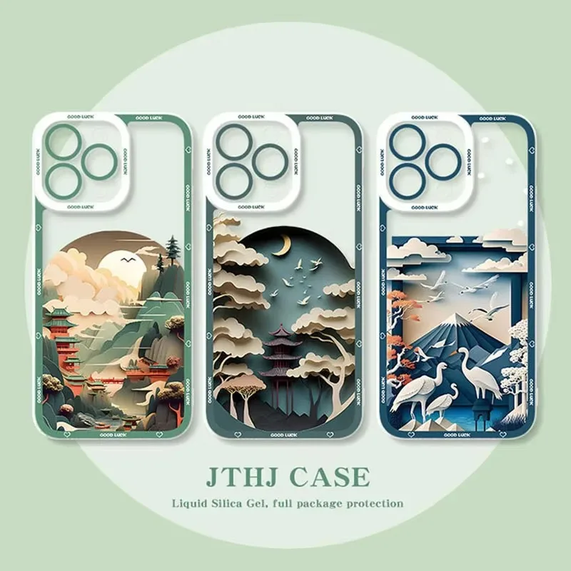 Landscape illustration Case For Xiaomi POCO F6 X6 Pro X3 NFC X5 X4 GT F3 F4 F5 M6 M5S C65 13T 12T 11T 10T 14 13 12 11 Lite 5G NE