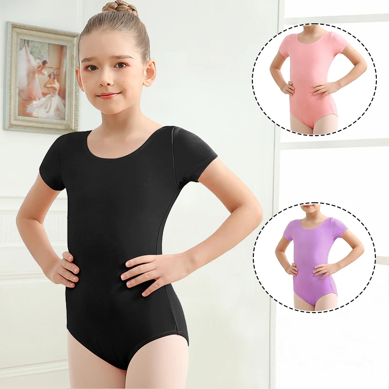 Klassischer Kurzarm-Ballett-Trikot für Mädchen, grundlegende Tanz-Übungs-Ballettkleidung für Mannschaftsauftritte