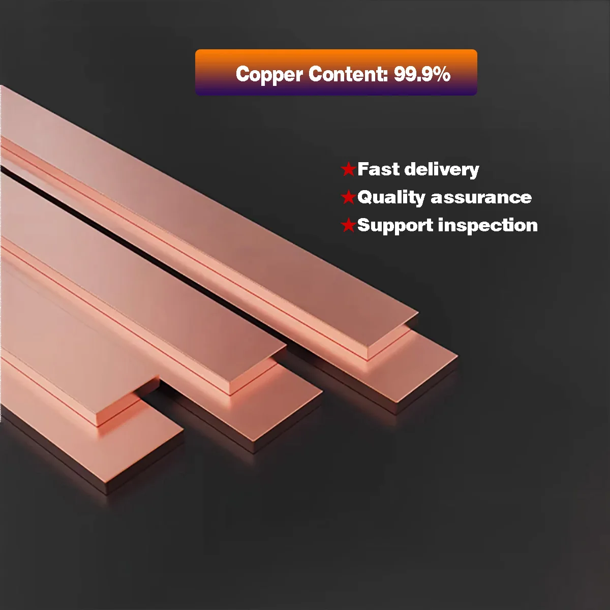 T2 Purple Copper Flat Bar/Pure Red Copper Plate Processing Customization  Thickness 0.8mm-30mm