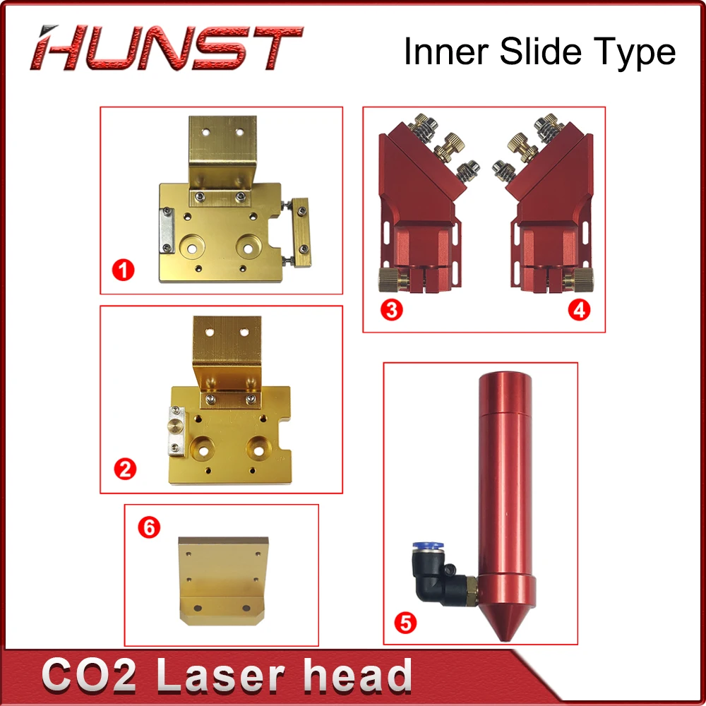 Imagem -06 - Hunst-inner Slide tipo Co2 Laser Cabeça com Air Nozzle Peças de Reposição para Inner Guide Rail Laser Cutting Machine Hot Sell