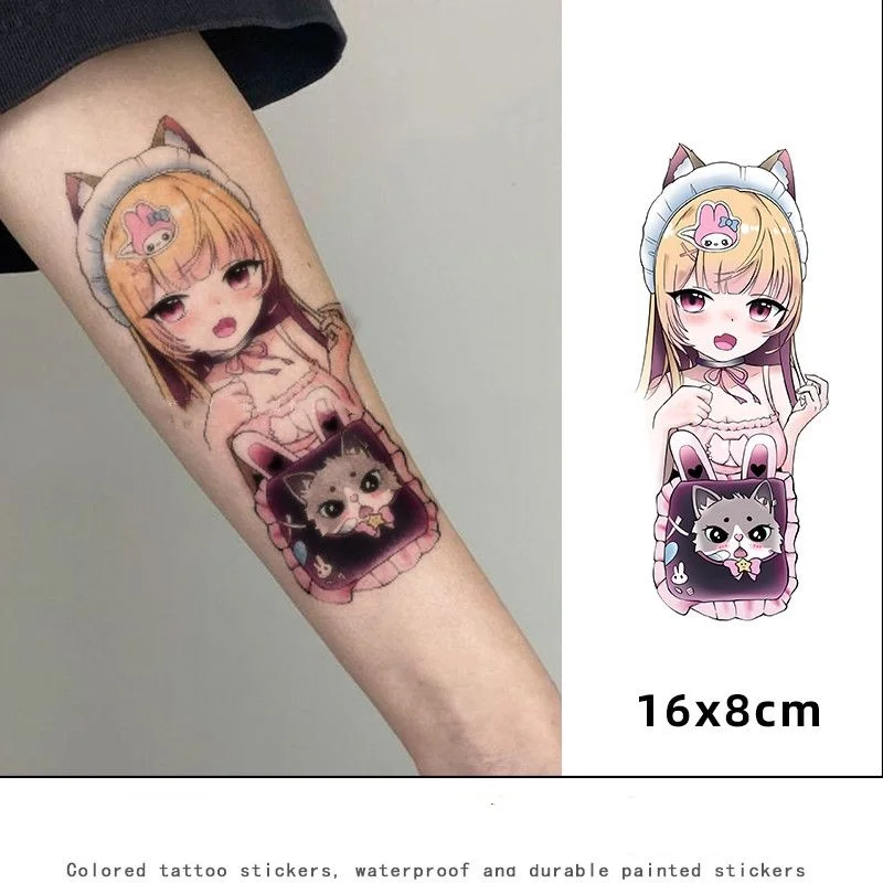 

Cute Blonde Lolita Anime Temporary Tattoos Durable Lifelike Cartoon Realistic Body Art Waterproof Fake Tattoo Sticker for Women