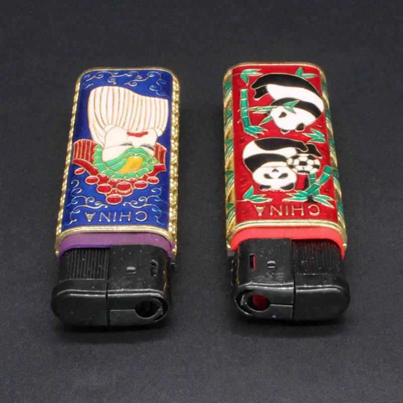 Commemorative Collection Beijing Cloisonne Foreign Trade Stock Old Goods Stamping Soft Enamel Craft Shell Lighter