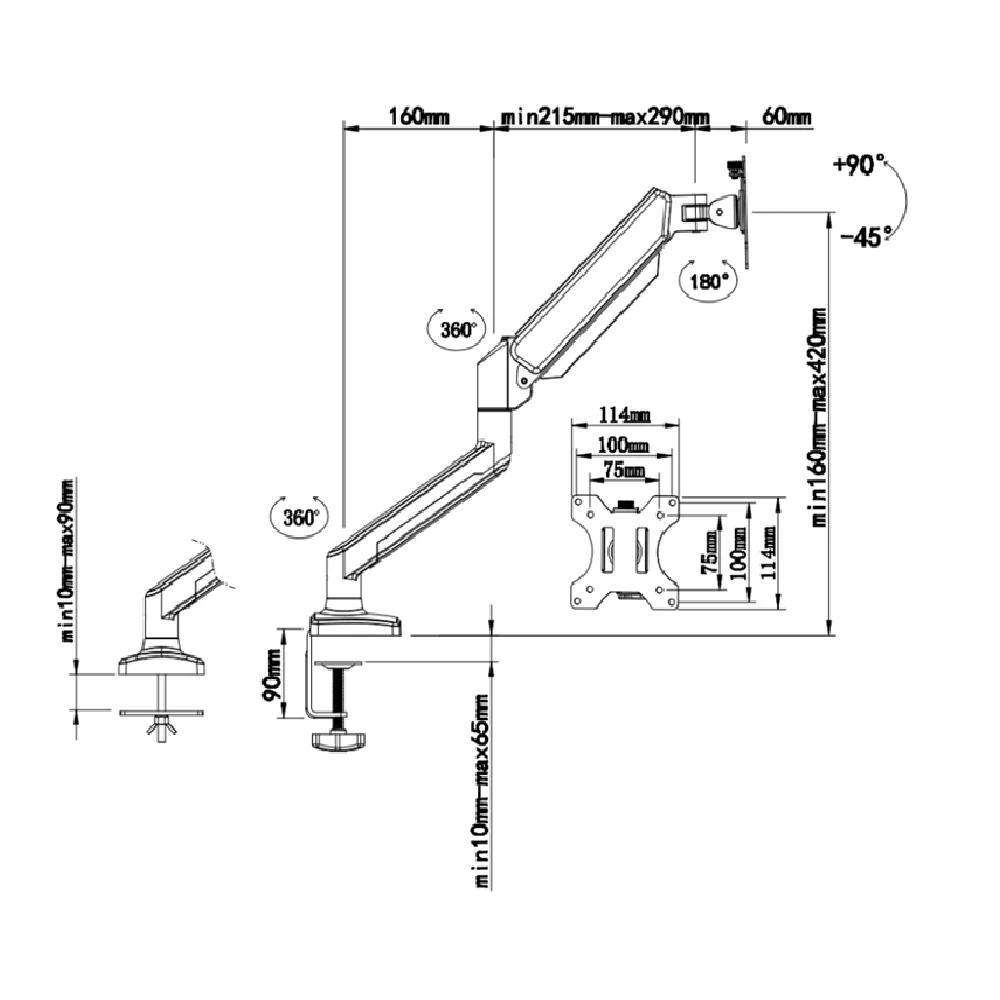 Aluminum Alloy Monitor Stand for 32 Inches Screens Stock Available 10kg Load Capacity