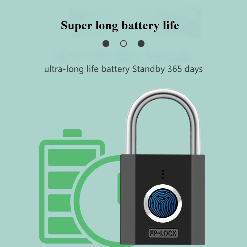 Convenient Fingerprint Lock Padlock Unlock with One Touch, Heavy Duty Weatherproof Portable Security Lock for School,  Outdoor