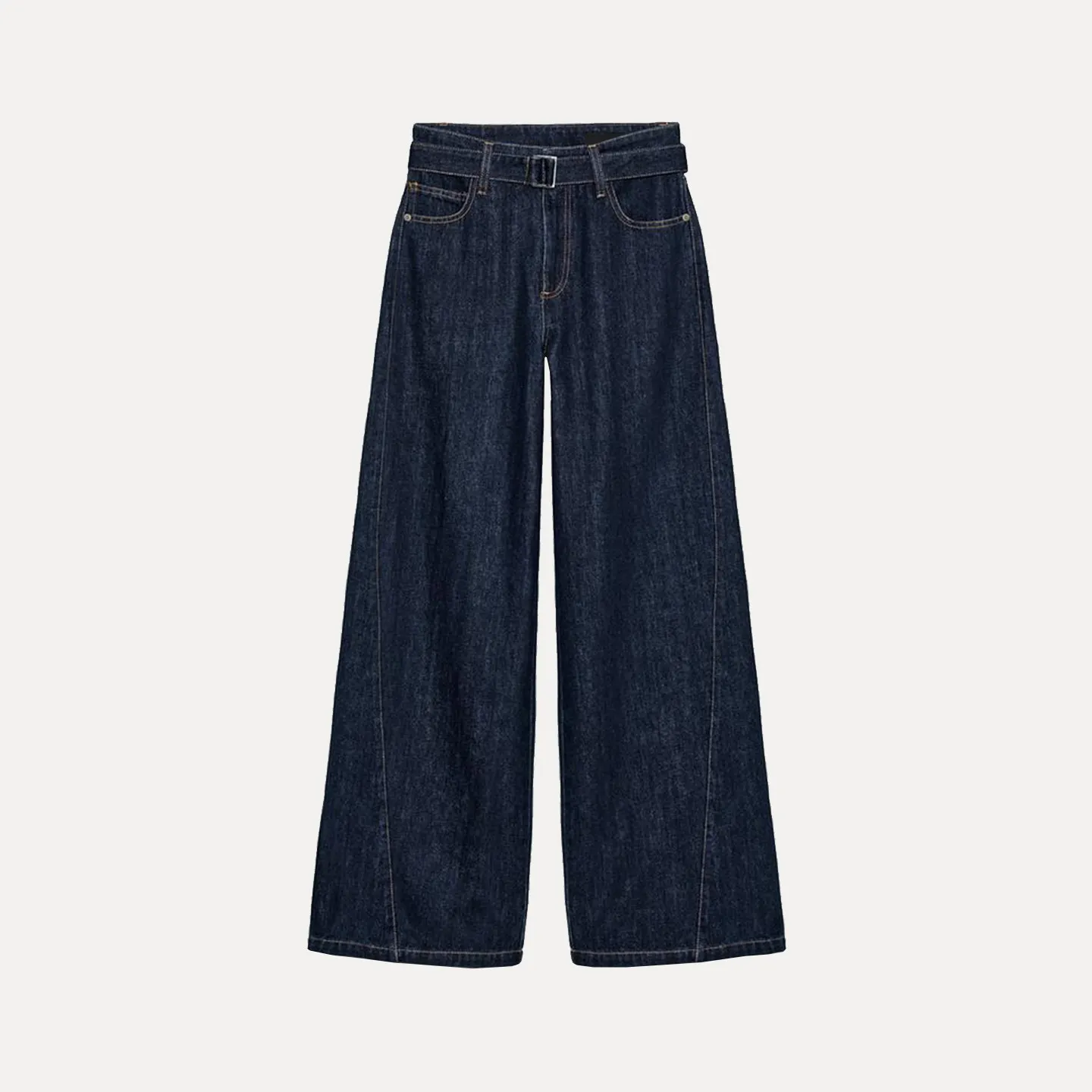 

High Waist Wide Leg Jeans Women's Faion Simple Match Belt 2025 Winter New Arrival Z Ladies' Premium Denim Pants