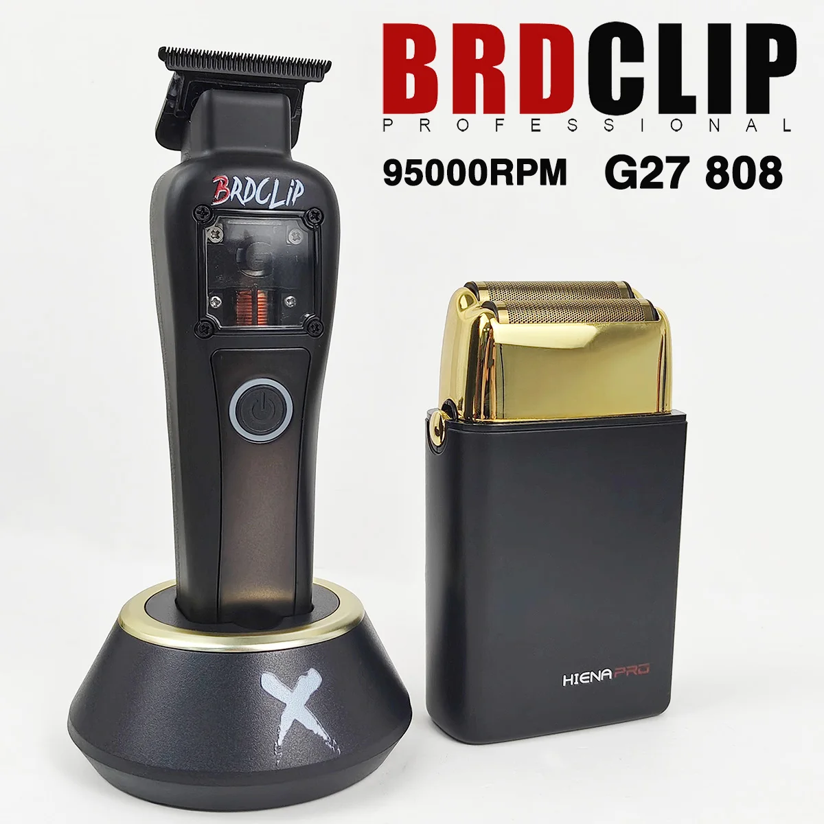 

Профессиональная машинка для стрижки волос BRDCLIP G27 808 с векторным двигателем, 9500 об/мин, 8200 об/мин, с зарядной базой, триммер для волос, электробритва для мужчин