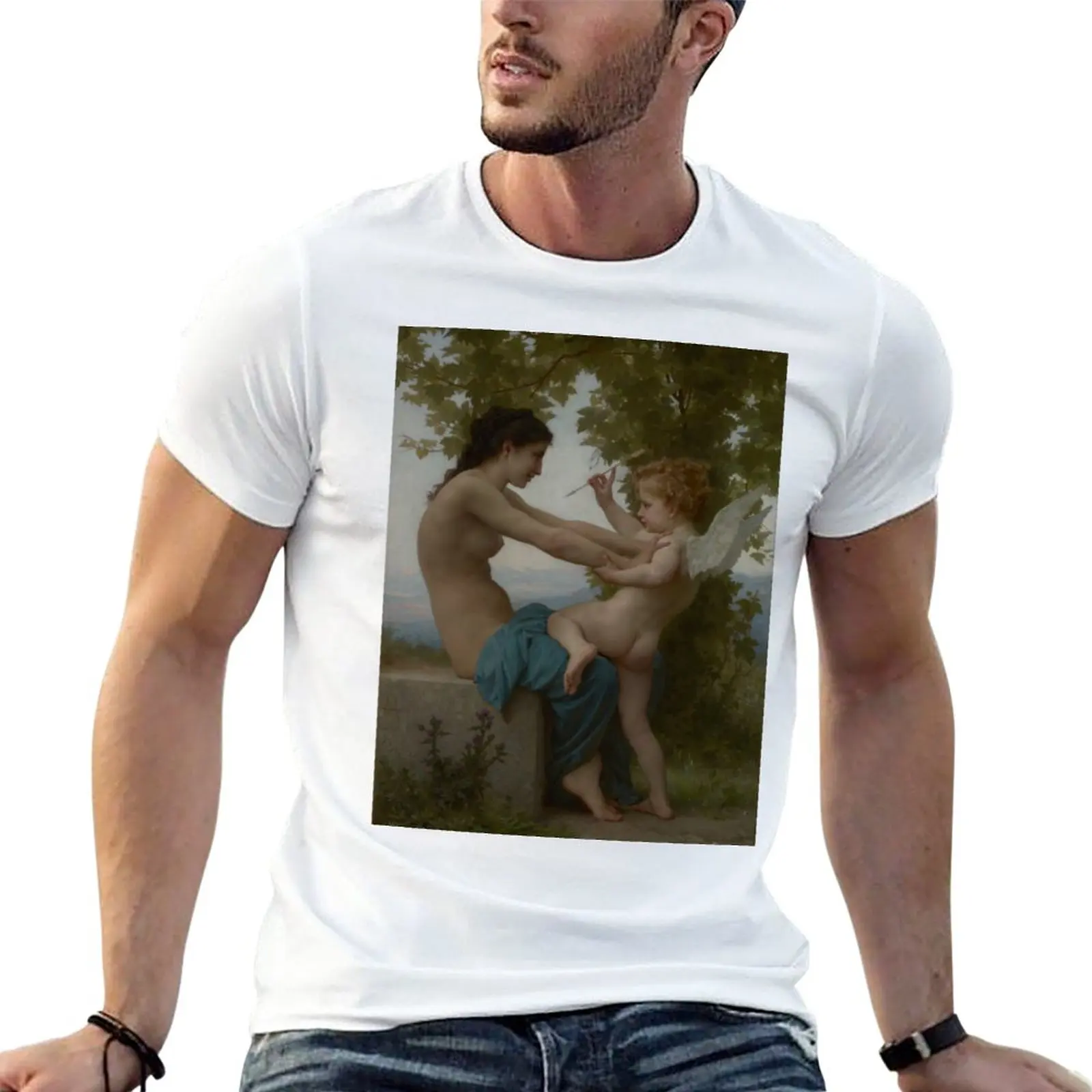 New William-Adolphe Bouguereau. A Young Girl Defending Herself against Eros, 1880. T-Shirt Blouse t shirt for men