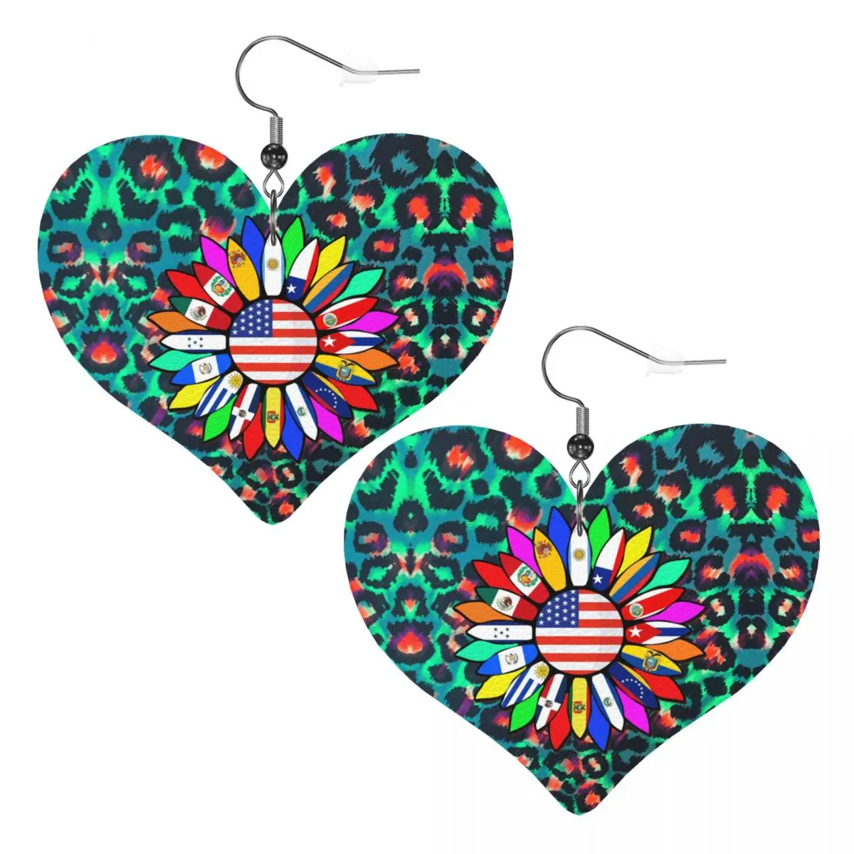 

Пользовательские висячие серьги с подсолнухом и подсолнухом, кожаные серьги для женщин, модные серьги на День святого Валентина