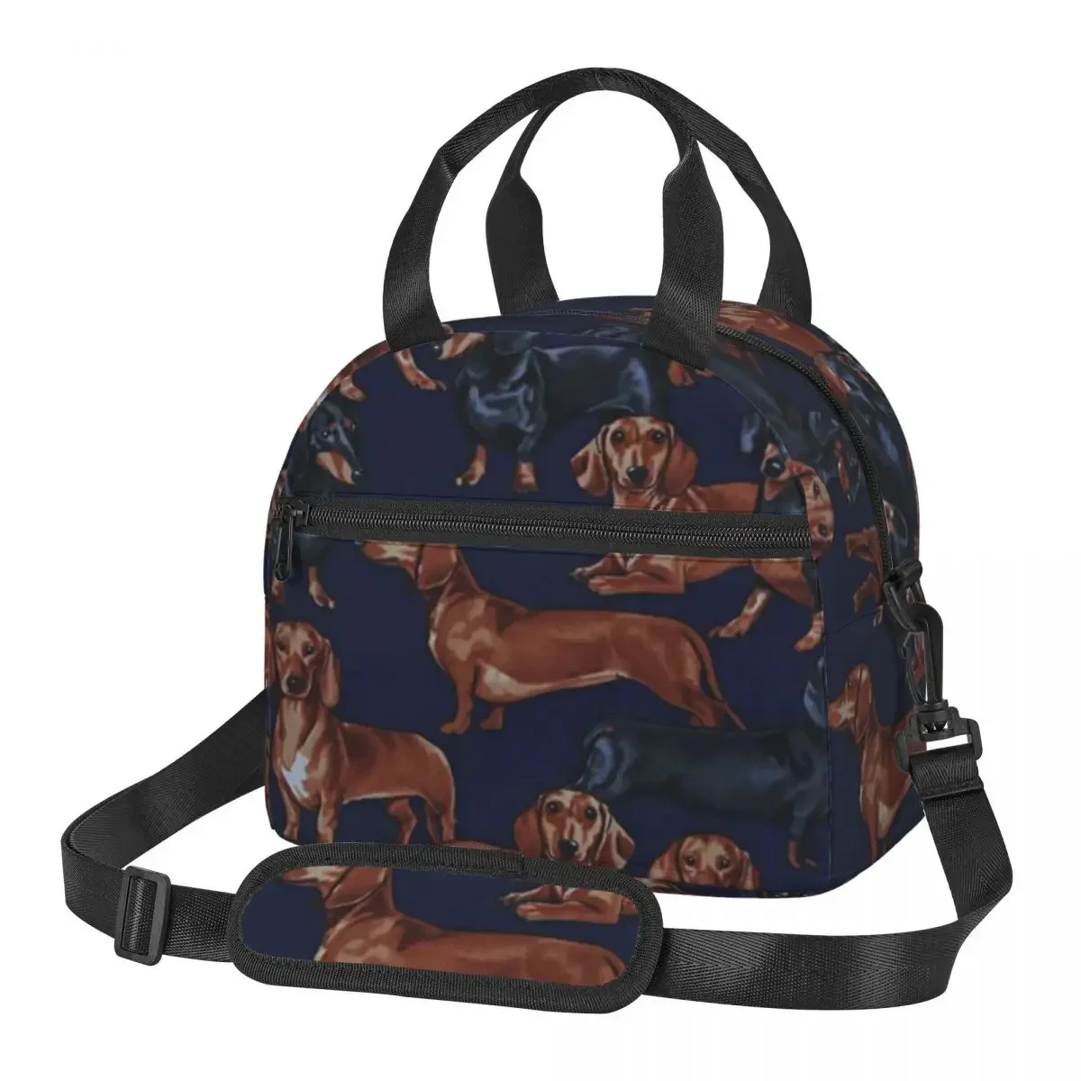 NOISYDESIGNS Dachshund Dogs Designer Portable Oxford Lunch Bags Fresh Cooler Pouch For Office Students Convenient  Box Tote