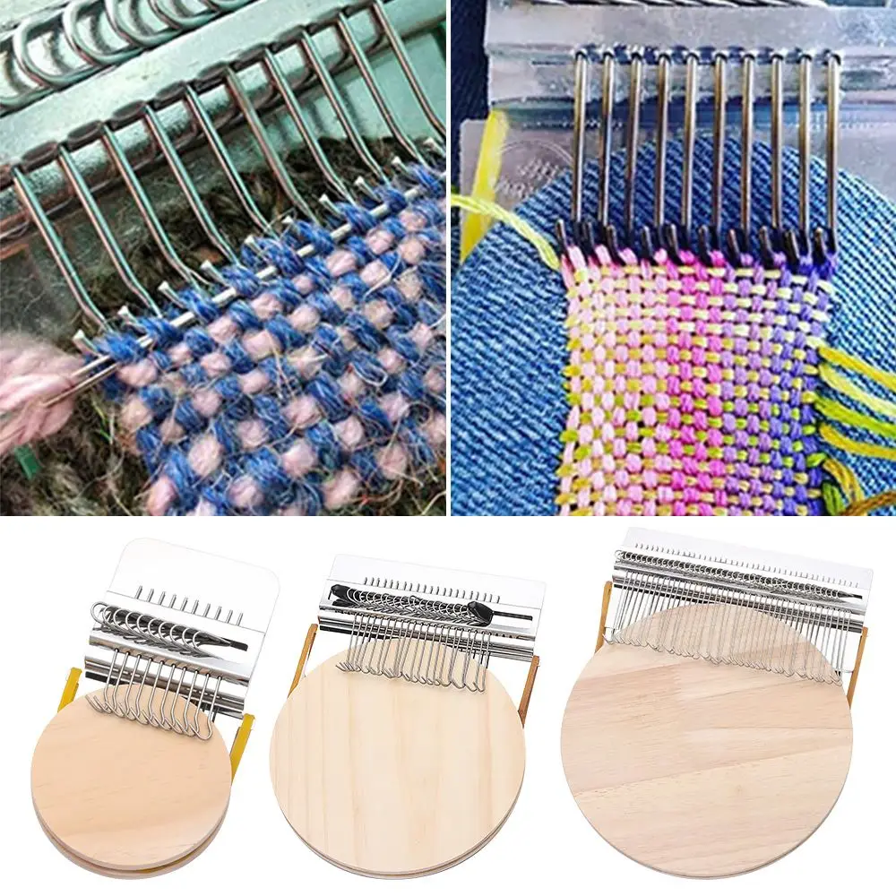 OLRWSLG Mini-speedweve Weefgetouw – 14 Haken, Hout En Staal, Voor Het Repareren Van Jeans, Sokken En Kleding, Met Accessoires