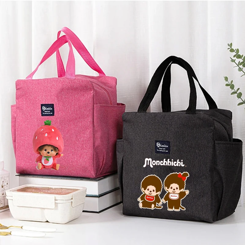 

Monchhichi Boy Girl Lunch Bag Insulation Bento Pack Kawaii Thermal Food Bag Cartoon Meal Pack IcePack Student Lunch Handbag Gift