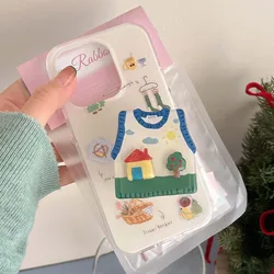 Cute Cartoon Vest Stand Holder Ins Shell For Iphone 14Pro 15Pro 16 13 14 15 Pro Max 16ProMax 12 13Pro Bear Green Sock Phone Case