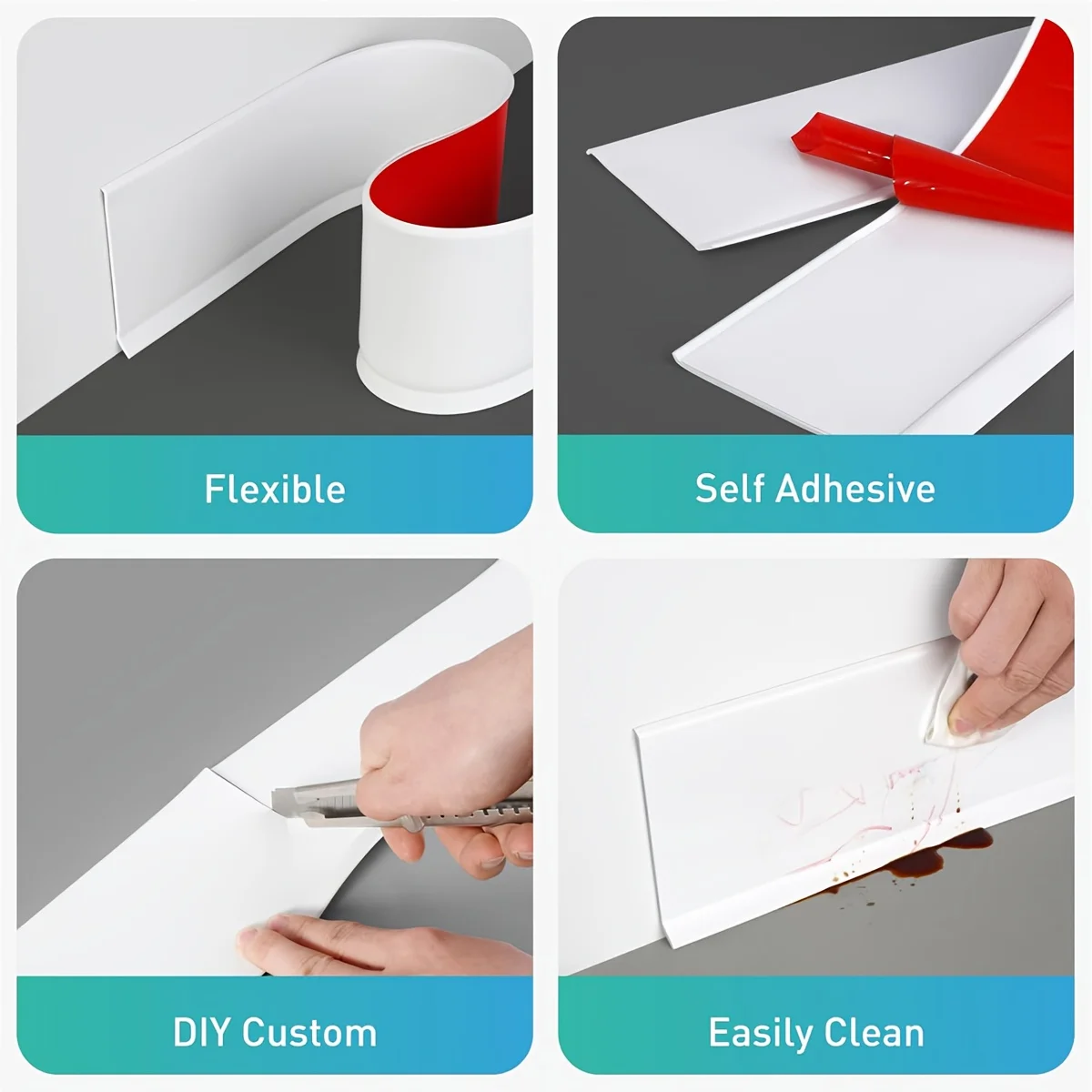 1 قطعة 1 متر/2 متر/3 متر لينة PVC التفاف البلاستيك الطابق التفاف ذاتية اللصق مرنة الركيزة صب أجزاء الديكور