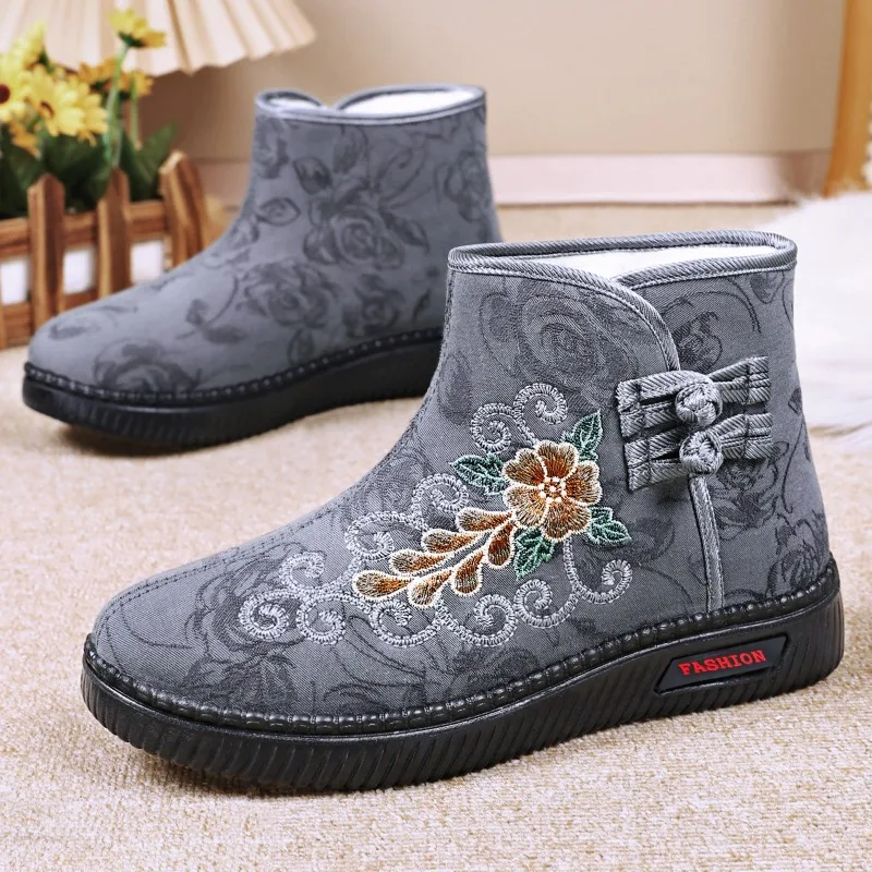 

Cotton Shoes for Women in Winter New Style with Thick Thickness Versatile Snow Boots Embroidered Casual Women Cotton Boots