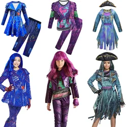 New Kids Halloween Costume For Girls Evie Mal D-Descendants Cosplay Costumes With Wig Children's Carnival Party Dress+pants set