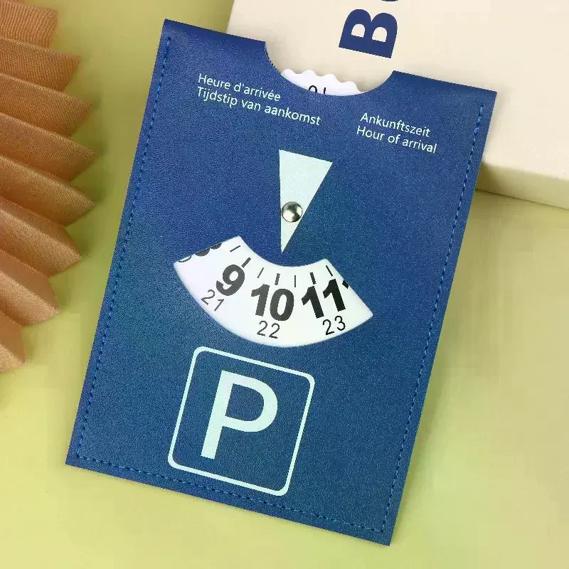 Reliable 4-Language PU Leather Parking Disc - European Design Universal Fit for Cars.