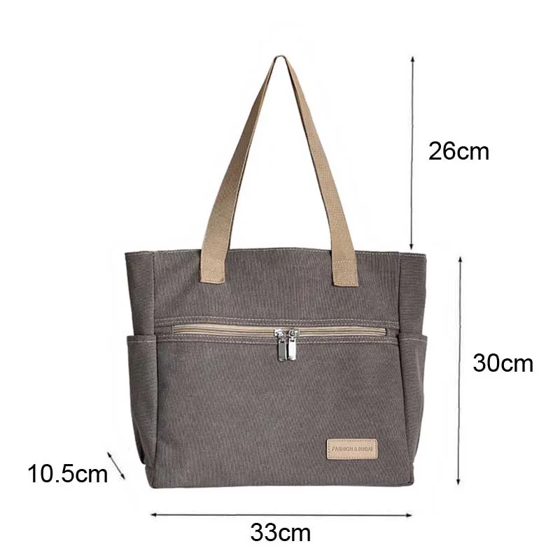 Hylhexyr Fashion Retro Versatile Canvas Tote Bag Leisure Student Shoulder Bags Portable Handbag With Zipper For Women