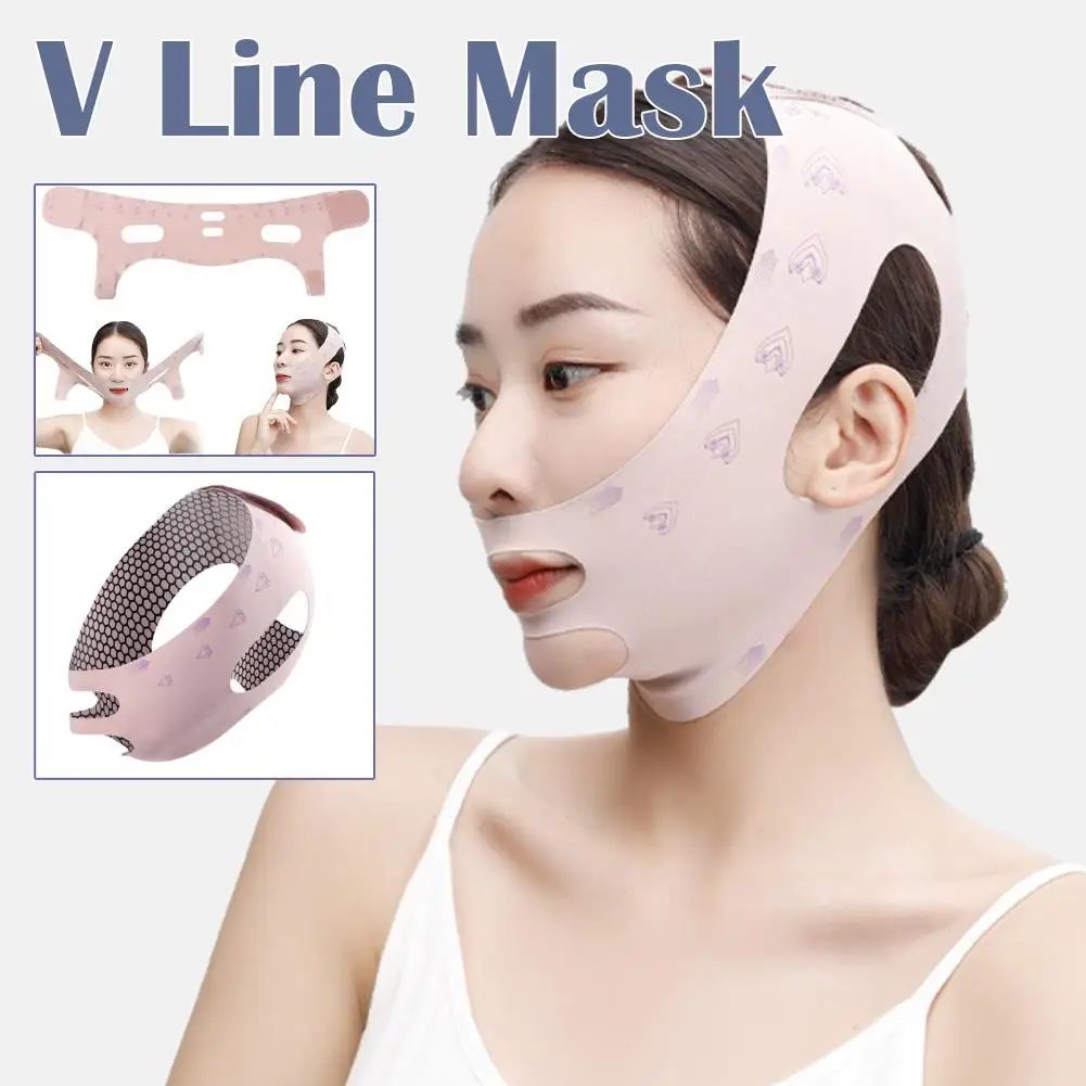 Sangle Amincissante pour le Visage, Autocollants Anti-Bandage, Ceinture de Lifting du Double Menton en V, Forme Ovale, J5b3