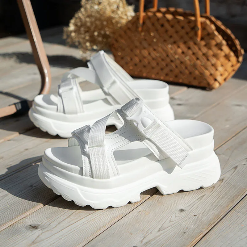 Fashion Summer Women Platformm Slippers Peep-toe Wedge Sport Sandals Slipper  Woman High Heels Black White Casual Beach Slides